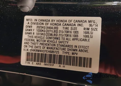 2014 Honda Cr-V Lx z USA, uszkodzony, nr VIN 2HKRM4H37EH689725